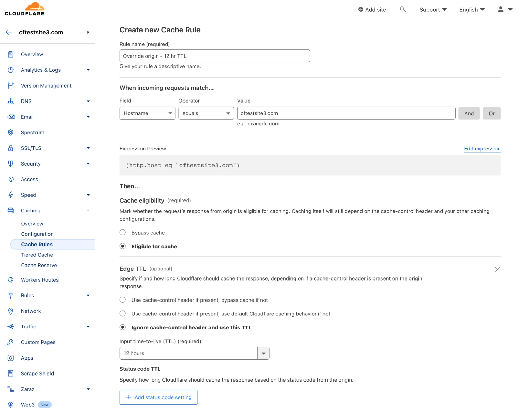 Cloudflare Cache Rules allow for granular control of caching.